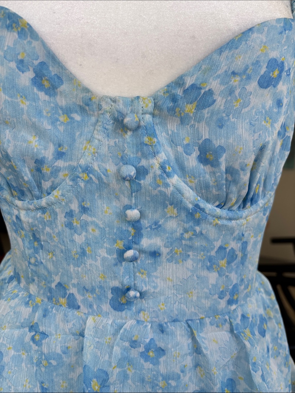 ASTR the Label Midsummer Dress in Blue Floral M - Picture 6 of 15